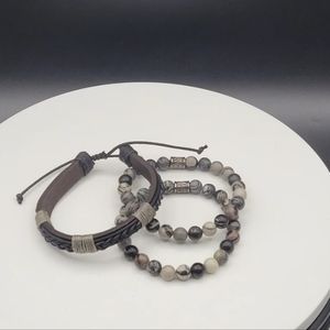3pc Black Jasper Bead & bans ser